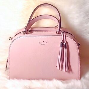 KATE SPADE Pink Blush Leather Crossbody or Satchel with Tassels in Gold tone NWT